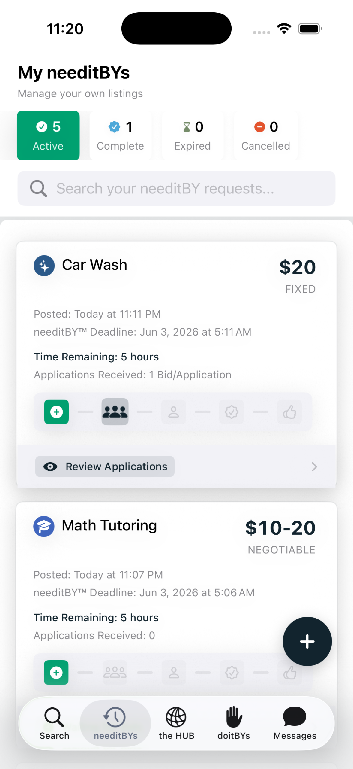 My needitBYs dashboard